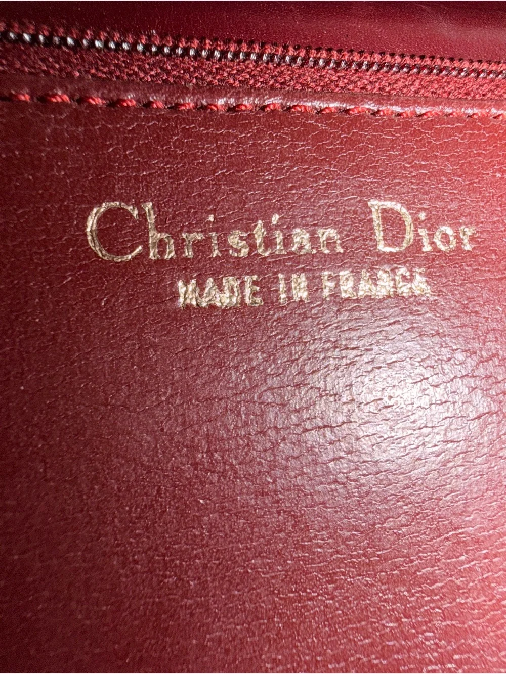Vintage Christian Dior Burgundy Leather Medallion Flap Shoulder Bag France 🇫🇷